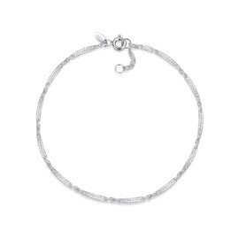 Singapore Anklet 1.8 mm Width – Genuine 925 Silver, Available in Many Lengths, Silver