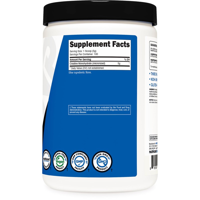 Nutricost Creatine Monohydrate Micronized Powder 500G, 100 Servings