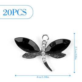 GLADFRESIT Alloy Dragonfly Pendant, 20PCS Pendant Accessories Animal Charm Multicolor Delicate Exquisite DIY Bracelet Necklace for Ladies Women Girls