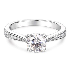 HAFEEZ CENTER True D Color 1 Carat Moissanite Rings for Women, Moissanite Engagement Ring, Engagement Rings for Women (Reverie, 8.5)