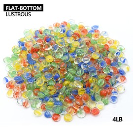 4LB Glass Marbles for Vases, Flat Glass Marbles Vase Filler,Clear Glass Pebbles for Vases, Crafts, Home Decor, Centerpieces, Plants, Aquarium Decorations (Streaks Inside)