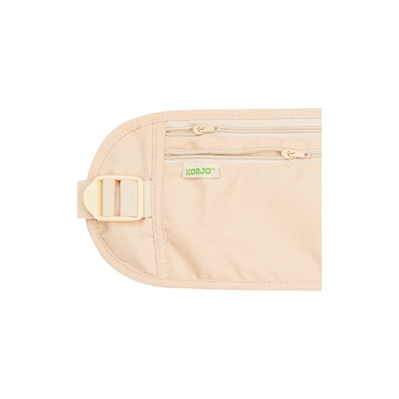 Korjo Polycotton Money Belt, 2 Zippered Compartments, for Travel