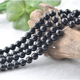 [ABCgems] Brazilian Blackest-Black Onyx (Gorgeous Luster- Mohs Hardness 7) Tiny 6mm Smooth Round Natural Semi-Precious Gemstone Healing Energy Beads
