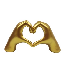 Suerhatcon Gold Hand Gesture Statue Decoration, Heart Gesture Sculpture, Modern Abstract Art Ornaments for Living Room, Office, Tabletop, Bookshelf
