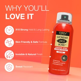 EBIN NEW YORK Wonder Lace Bond Adhesive Spray - Extreme Firm Hold 14.2oz / 400ml