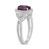 Jewelili Sterling Silver 9x7mm Oval Alexandrite and Round Created White