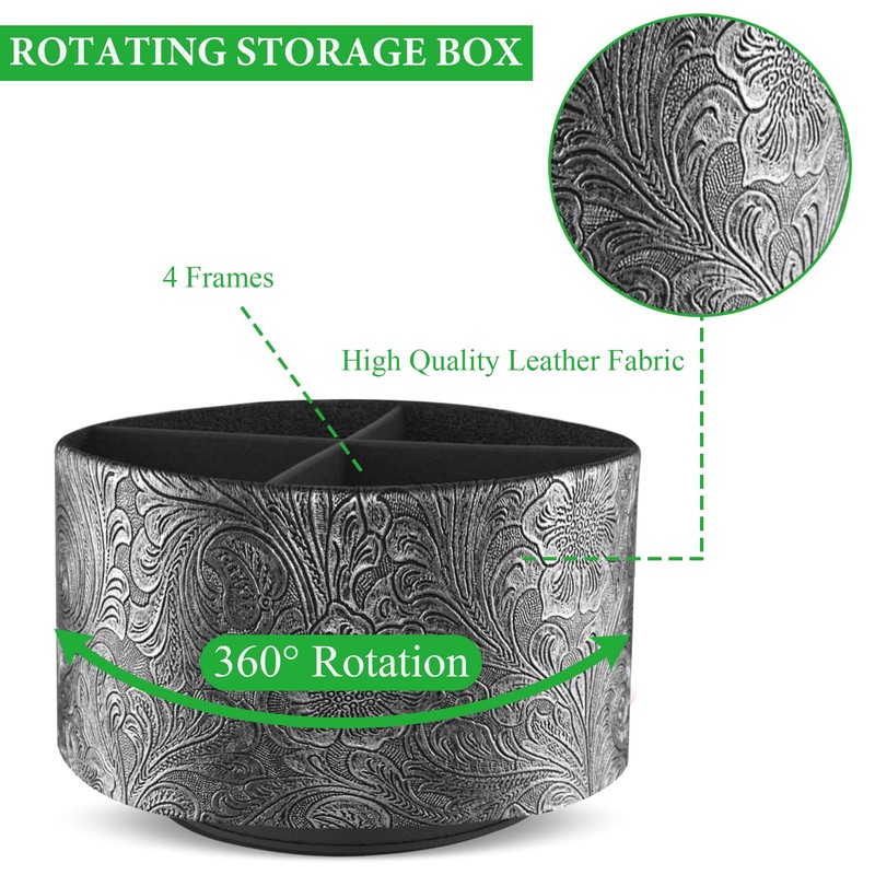lizimandu Round Leather Art Supply Organizer,Remote Control Holder,360 Degree Spinning,Multi-Functional