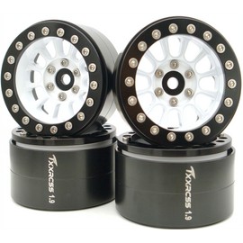 TxXrcss 152g Super Heavy Duty RC 1.9 Beadlock Wheels Offsets -6mm Rims Hex 12mm Wheel for TRX4 TRX6 SCX10 Gen8 1/10 RC Crawler Remote Control Car Upgrades Accessories (White & Black)