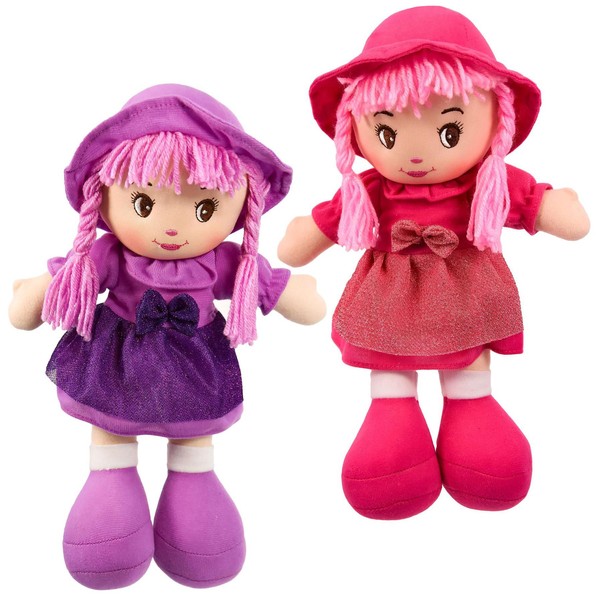 Rag Doll Traditional Girls Soft Cuddly Toy Dolly Xmas Christening Gift, 35 cm