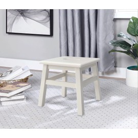 eHemco Solid Hardwood Step Stool for Adults and Kids, 12.25 Inches, Antique White(not Pure White)