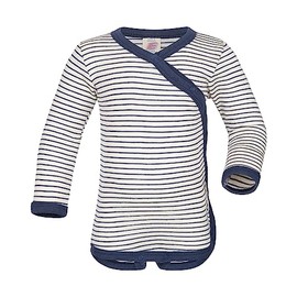 Engel Wrap Body Long-Sleeved Natural Wool (kbT) Silk, Natural/Navy