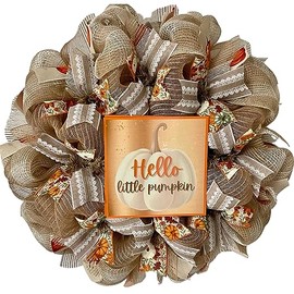Hello Little Pumpkin Handmade Deco Mesh Wreath