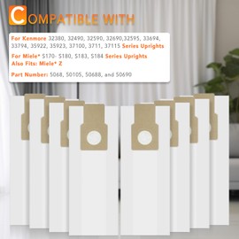 Tyhocent - Bolsas de aspiradora tipo U/L/O para aspiradora vertical Kenmore 5068, 50688, 50690, 50105, paquete de 8 bolsas de papel para Miele tipo Z, S170-S180, S183, S184, para Panasonic tipo U-2,