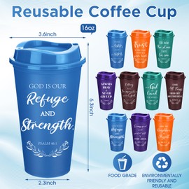 Skylety 20 Pack Christian Gifts 16oz Bible Verse Tumbler Bulk Plastic Coffee Cups with Lids for Men Women Inspirational Religious Church Gifts for Father's Day Christian Party Favor (Retro Color)