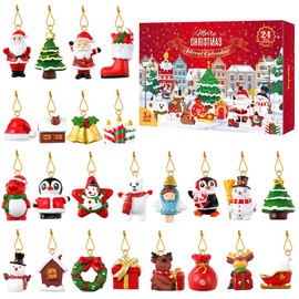 STOBOK 2023 Christmas Advent Calendar Hanging Ornaments,Xmas 24 Days Fun Countdown Calendar for Christmas Tree Decoration