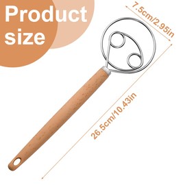 LuLiyLdJ Dänischer Teigbesen, Danish Dough Whisk, Dänische Teig Schneebesen Holländischer Schneebesen Eierschläger Dänische Teig Schneebesen Mit Holzgriff Mixer 304 Edelstahldraht, 1 Stück