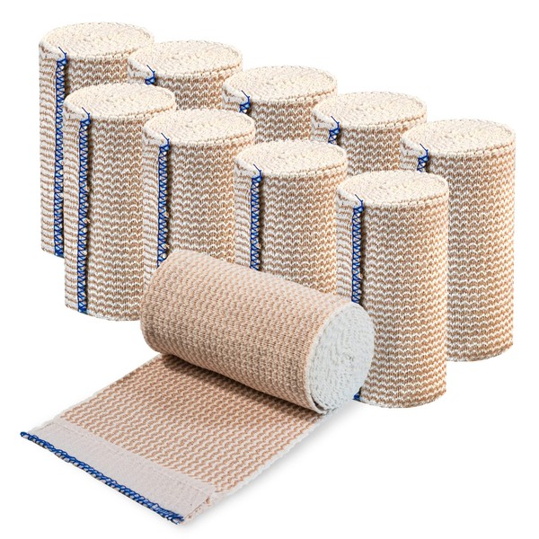 Elastic Bandage Wrap with Self-Closure [Pack of 10] 4 Inch