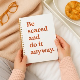 FGFK Inspirational Quote Spiral Notebook Journal, Positive Affirmation Journal for Women, Be Afraid and Do It Anyway Motivational Minimalist Notebook, 5.5x8.3 Inches 303