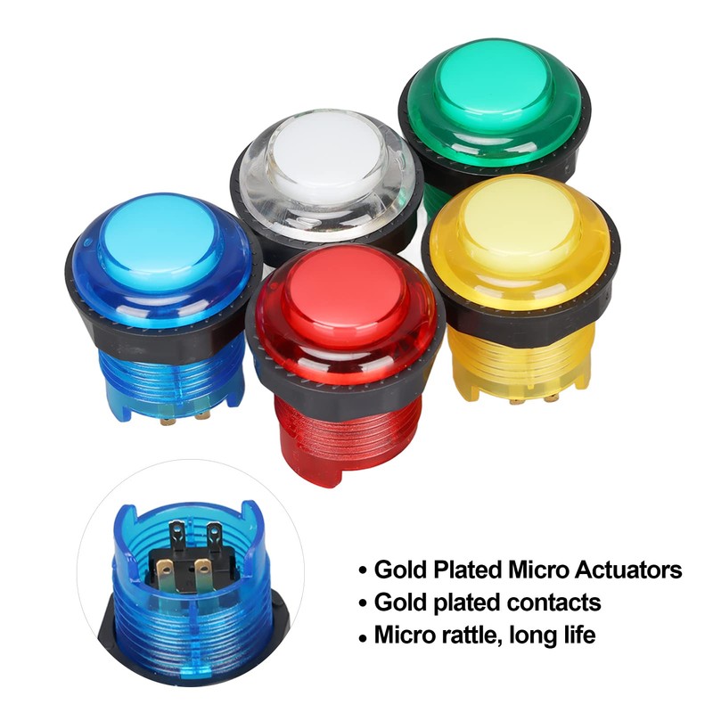 5pcs 28mm Arcade LED Light Push Button with Switch, LED