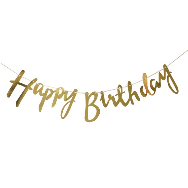 Gold Happy Birthday Banner - Birthday Party Decorations - Birthday