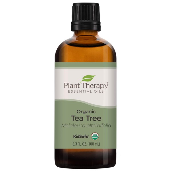 Plant Therapy Organic Tea Tree Oil (Melaleuca) 100% Pure, USDA Certified Organic, Undiluted, Natural Aromatherapy, Therapeutic Grade 100 mL (3.3 oz)