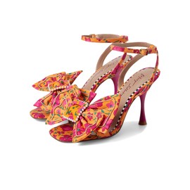 Betsey Johnson Women's Denly Heeled Sandal, Orange Floral, 11
