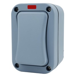 Outdoor Light Switch,USUPERINK Electrical Outdoor Slim Single Wall Switch with LED Indicator, Weatherproof Exterior 1 Gang Switches for Outside, Garden, Pool, Patio, Balcony