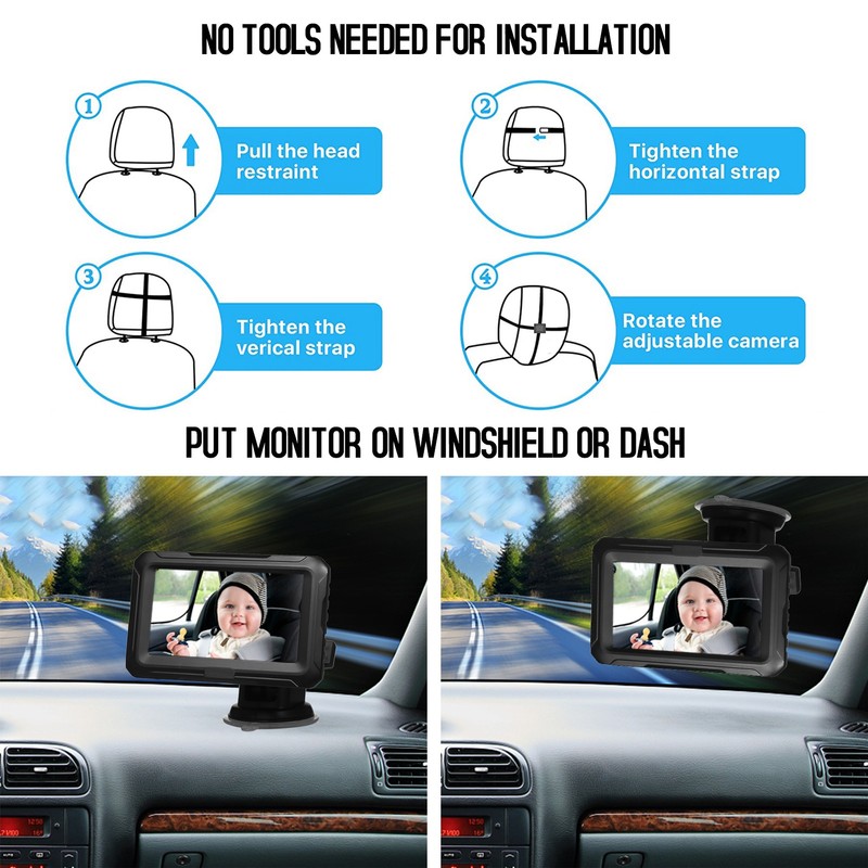 Baby Car Mirror 1080P Baby Camera with 4.3'' IPS Screen