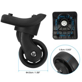 PATIKIL Luggage Wheels Replacement, 1 Pair Suitcase Wheels Caster Repair for Left & Right Swivel Wheel, Black (3.3x3.7x3.3x3.7/1.3x1.5x1.3x1.5 inch)