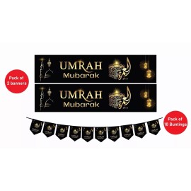 Online Islamic Book Umrah Mubarak Set Banner and Bunting decorative wall hanging