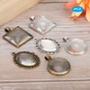 60pcs Metal Round Oval Pendant Base Tray Glass Domes Sheet