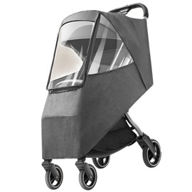 Rain Cover,Clear Stroller Rain Cover,Universal Weather Shield Raincovers with Canopy Window,Waterproof Shield Breathable Baby Stroller Rain Cover Stroller Accessory(Linen Gray)