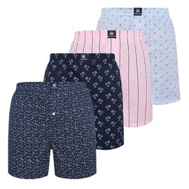 NOBLE HUES - Men's Boxer Shorts, Comfortable Cotton Boxers, 100% Cotton Print Multicolor Boxers for Men, Pack of 4