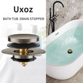 Bathtub Drain Stopper, Uxoz Universal Tub Stopper for Replacing Tip Toe/Trip Lever/Lift&Turn Tub Drain, Bath Tub Drain Stoppers Desiged for 1.5" to1.72 Drain Hole with 3 O-Rings, Brushed Nickel