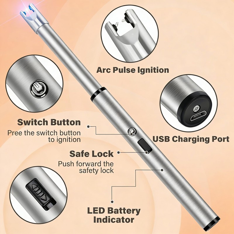 Navpeak Electric Candle Lighter Windproof USB Rechargeable Flameless Long Neck