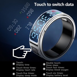 Smart Ring Smart Ring Men Women Tik Tok Scrolling Ring Fitness Ring Tracker Sleep Tracker Heart Rate Monitor Pedometer Android iOS Fitness Ring Smart Ring Black Gold Silver Activity Tracker