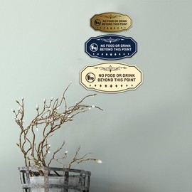 Signs ByLITA - Letrero victoriano No Food Or Drink Beyond This Point (marfil/café oscuro) - S