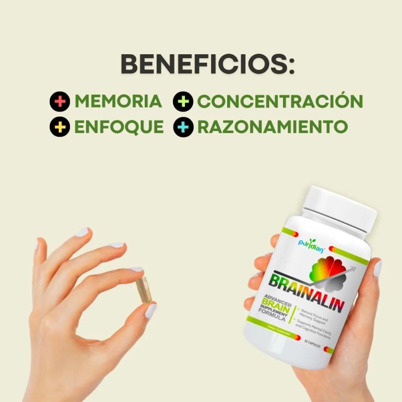 Puridian Brainalin Nootrópico Natural Para Memoria Y Enfoque