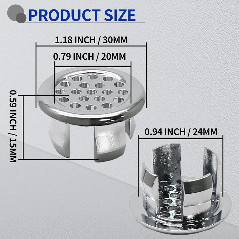 Seimneire 3pcs Plastic Sink Overflow Trim Ring Basin Overflow Ring,