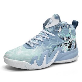 CJSPORX Women Men Basketball Shoes Breathable Men Non Slip Outdoor Fashion Unisex Sneakers White&Gre-1 Size 7