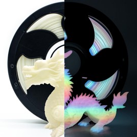Glow in The Dark Gradient Rainbow 1.75mm PLA Filament, Luminous Rainbow Vibrant Bright 3D Printer Filament, 1kg (2.2lbs) Spool 3D Printing PLA Filament Rod