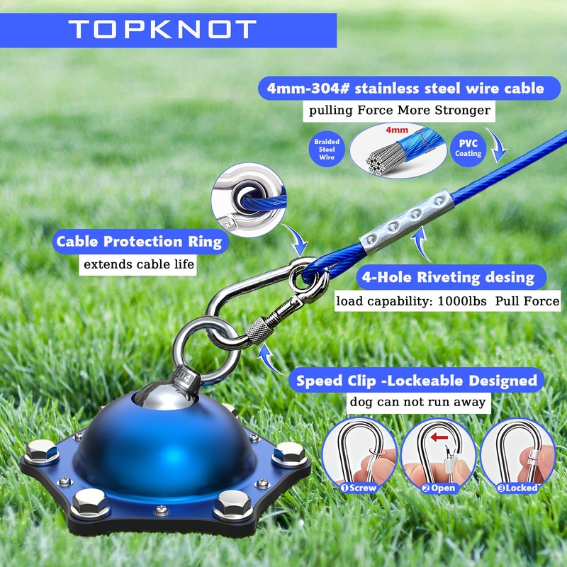 Dog tie Out Cable and Stake with 45ft Cable,360°Swivel Dog