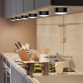 HELPLEX LED Puck Lights with Remote, 12 Pack Color Changing RGBW Stick-On Light, Battery Powered, Dimmable Under Cabinet Lighting with Timer & Memory, Wireless Push Lights for Kitchen & Closet, Black