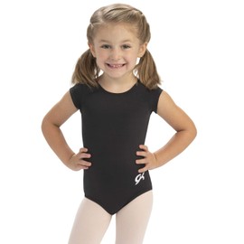 GK Stars Girls Black Bow Back Leotard Outfit for Dance, Ballet, and Gymnastics (Black,Child Large)
