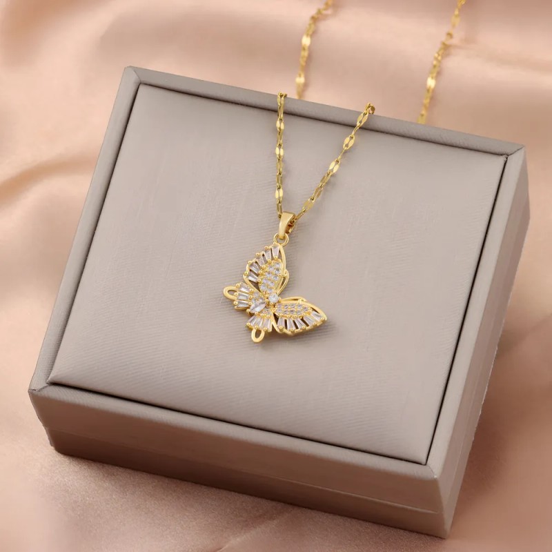 Collar Taikula Mariposa Oro 18K Acero Inoxidable Mujer 40+5cm