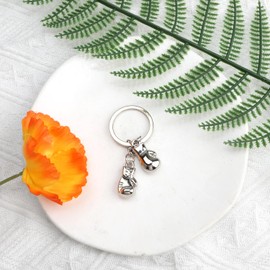 Boxing Gloves Keychain with Pendant for Women, Travel and Friendship Gift for Women, Girlfriends, Friends, Teachers, Inspirational Gifts, Retirement and Holiday Accessories (Silver)