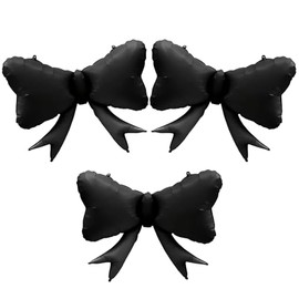 Elaliyi Bow Balloons 3 Pcs Large Bow Balloons Bow Party Decorations Macaron Bow Theme Birthday Party (Black)