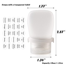 RAMFIYN 6 Pack Silicone Condiment Squeeze Bottles Small Salad Dressing Bottles to Go Travel Salad Dressing Containers for Lunch Box 30ml/1 oz Travel Sauce Bottle with Labels