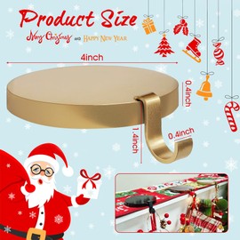 KBOROVER Round Christmas Stocking Holders for Mantle Set of 2, Weighted Stocking Holders with Non-Slip Felt Base, Strong Stocking Christmas Decoration for Mantle, Fireplace,Table (Gold-2Pcs)