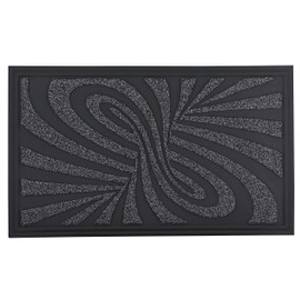 Superio Non-Slip Welcome Doormat for Entry, 18" x 30" Indoor/Outdoor Mats for Entrance, Waterproof, Easy Clean, Low-Profile Matt for Garage, Patio, High Traffic Areas, Grey, Abstract Design